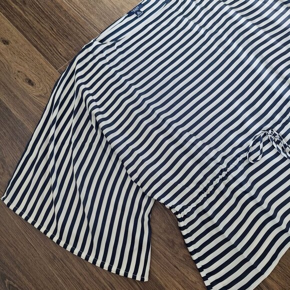 💙 Chaps Navy Striped Oversized Wide Sleeve Top Size XL/1X Nautical Preppy - Picture 4 of 8